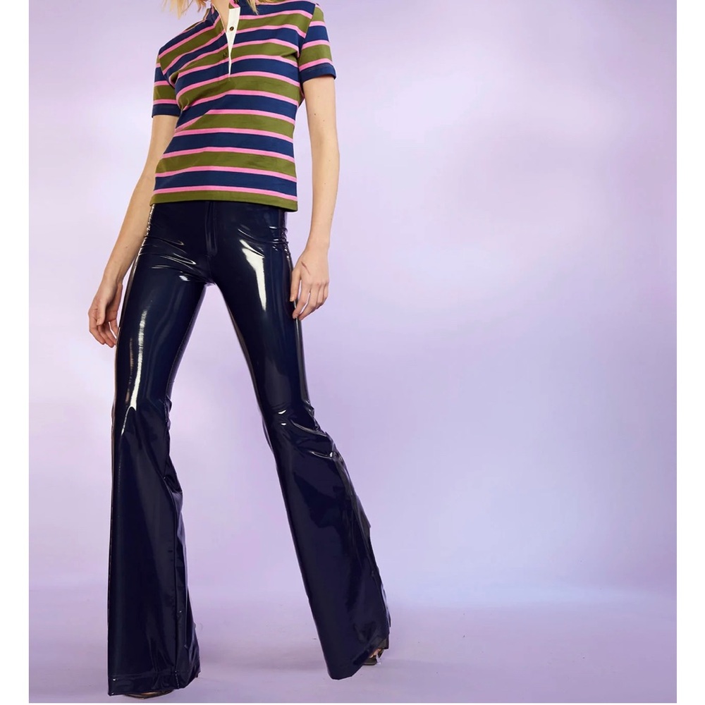 Cynthia Rowley Vinyl Flare pant. Midnight Blue. Statement pant. Wide bell.